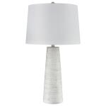 White Washed Cone Ribbed Table Lamp