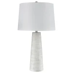 White Washed Cone Ribbed Table Lamp