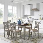 Thornton 7 Piece Rectangular Leg Dining Set in Russet and Grey
