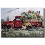 Red Truck With Blooms