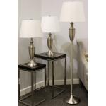 Set of 3 Brush Steel Lamps 2 Table and 1 Floor - Image 2