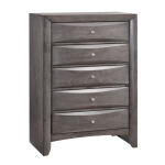 Emily 5 Drawers Chest in Grey