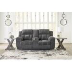 Frohn Graphite Reclining Loveseat with Console