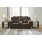 Frohn Chocolate Reclining Loveseat with Console