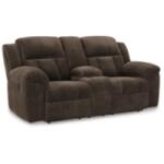 Frohn Chocolate Reclining Loveseat with Console - Image 5