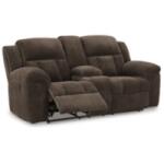 Frohn Chocolate Reclining Loveseat with Console - Image 4