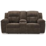 Frohn Chocolate Reclining Loveseat with Console - Image 3