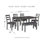 Bridson Dining Table and Chairs with Bench (Set of 6) - Image 5